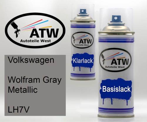 Volkswagen, Wolfram Gray Metallic, LH7V: 400ml Sprühdose + 400ml Klarlack - Set, von ATW Autoteile West.